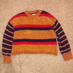 🧡 Alter’d State Orange Multicolor Striped Sweater. Size XS.